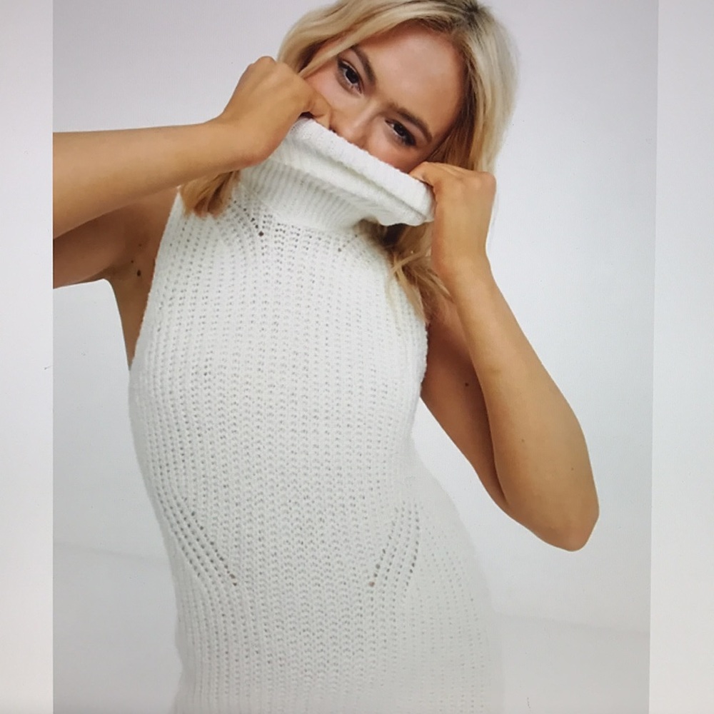 Asos design cream knitted sleeveless midi dress 6